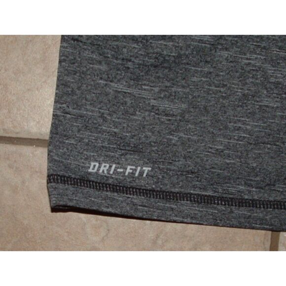 NIKE DRI-FIT Mens Sz Large Charcoal Gray Space Dye Long Sleeve Athletic Shirt - Picture 2 of 2
